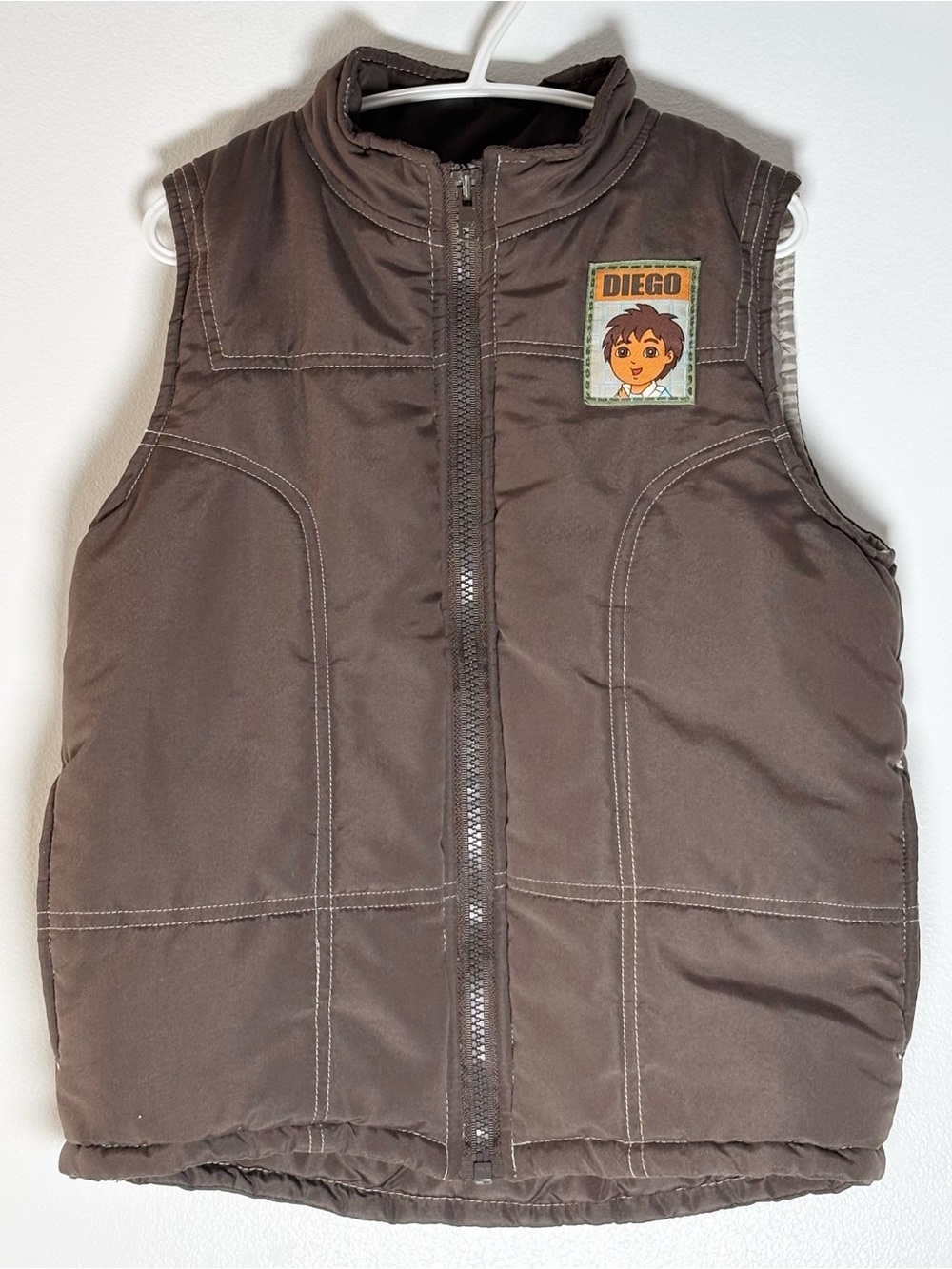 Vintage Y2K Unisex Nickelodeon Jr Diego Puffer Vest Kid's 6T Brown 2006 Retro